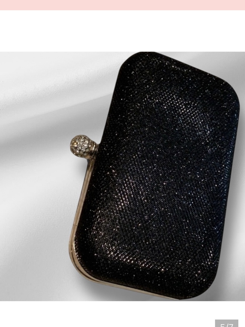 Black evening bag shimmery from clutch to shoulder bag - Picture 5 of 7